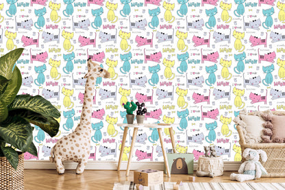Wallpaper For Children - Colorful Cute Cats
