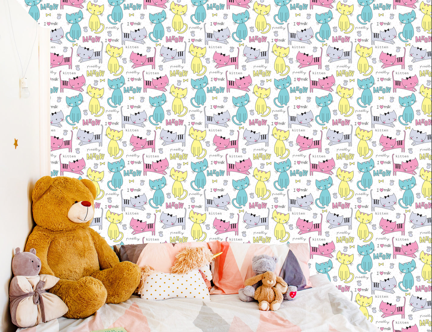 Wallpaper For Children - Colorful Cute Cats