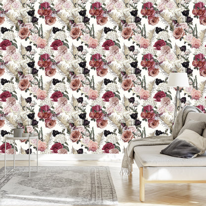 Wallpaper Roses With Fern Leaves