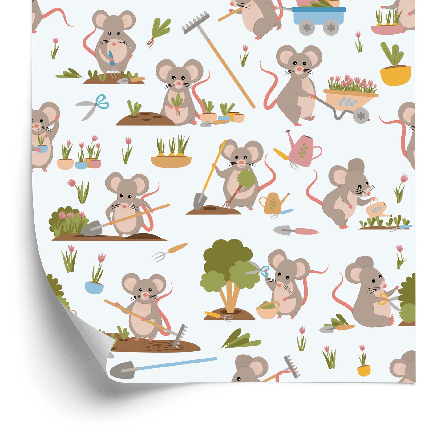 Wallpaper Busy Mice In The Garden