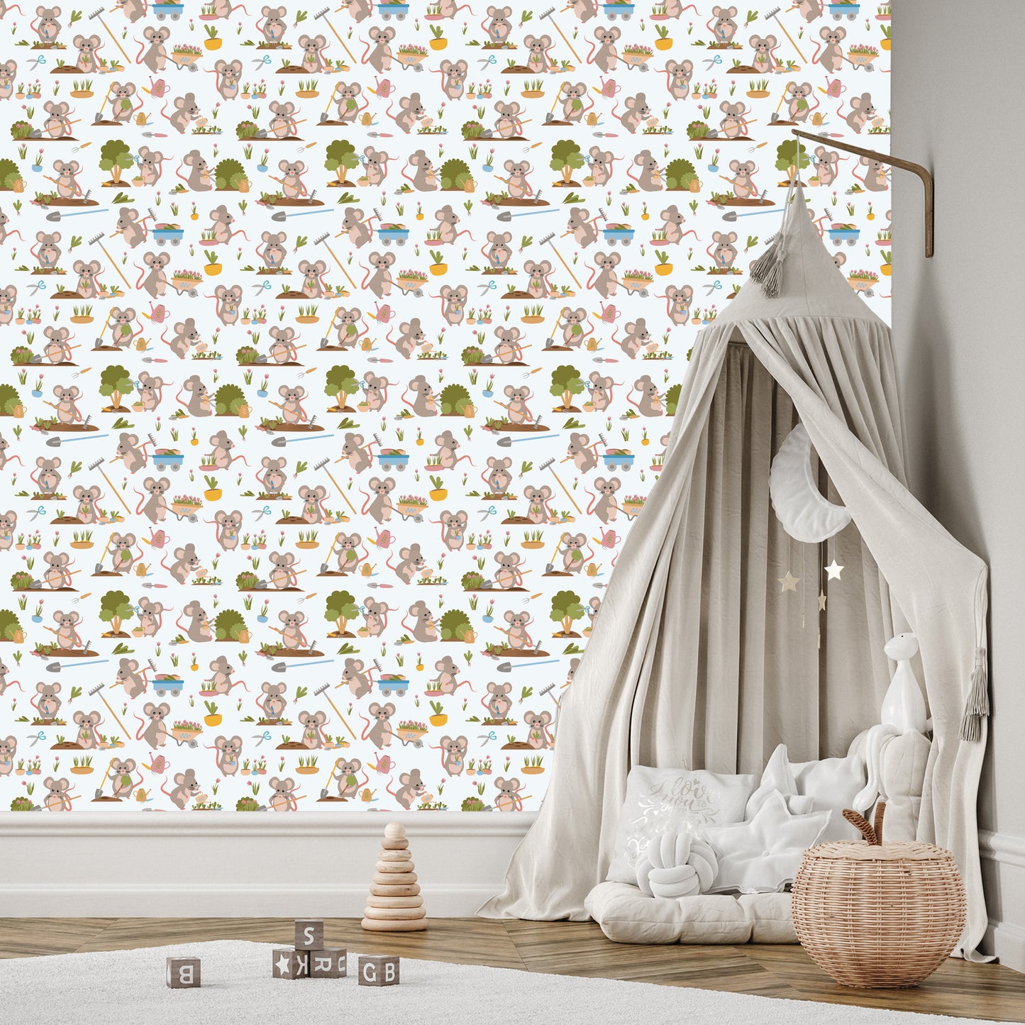Wallpaper Busy Mice In The Garden