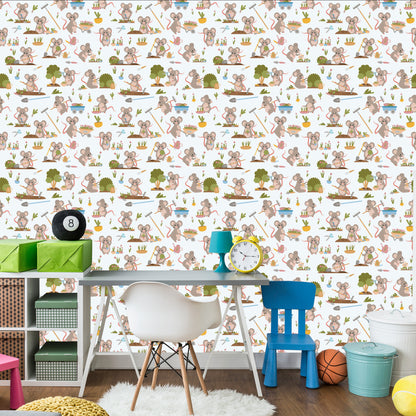 Wallpaper Busy Mice In The Garden