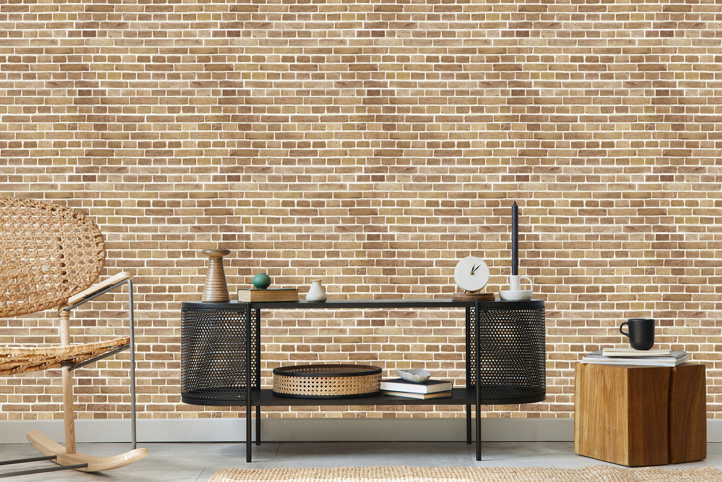Wallpaper Brick Wall In Shades Of Beige