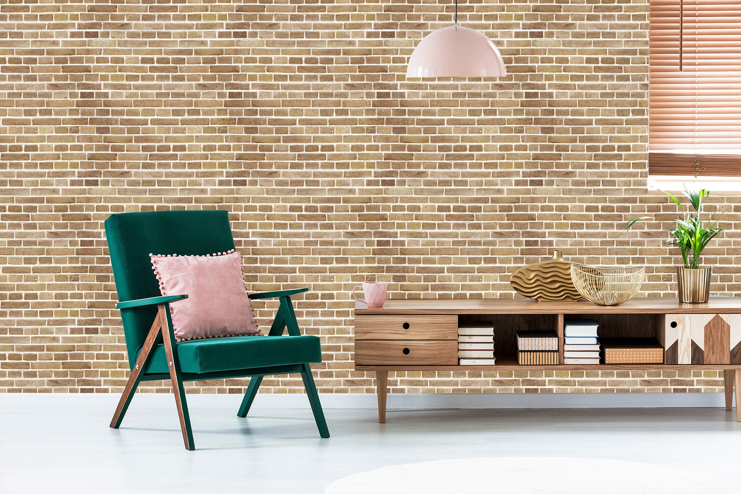 Wallpaper Brick Wall In Shades Of Beige