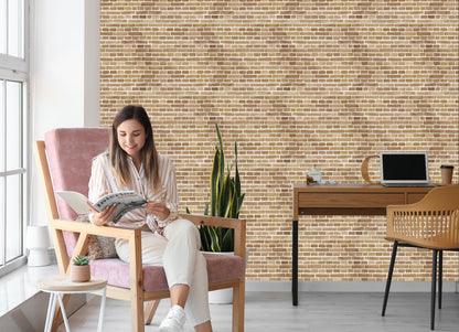 Wallpaper Brick Wall In Shades Of Beige
