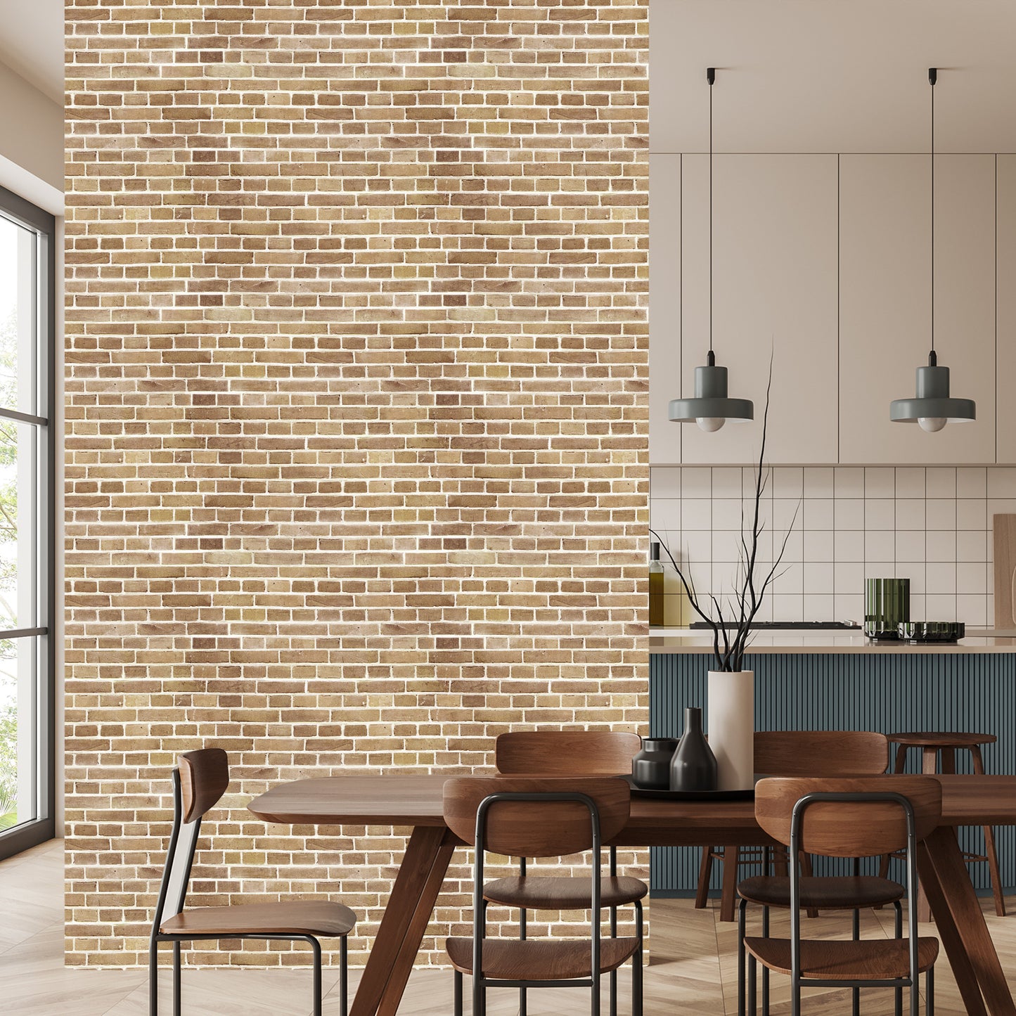 Wallpaper Brick Wall In Shades Of Beige