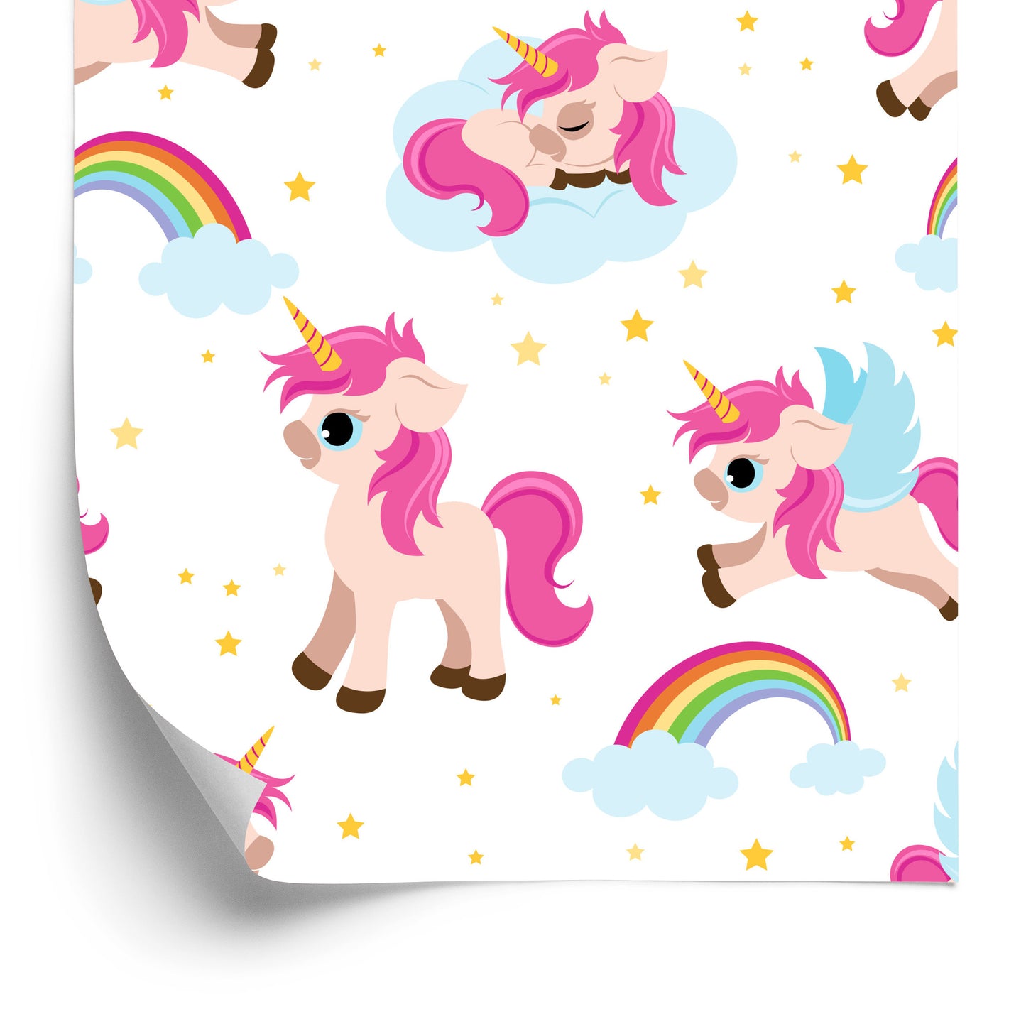 Wallpaper For Children - Unicorns On The Background Of Stars And Rainbow