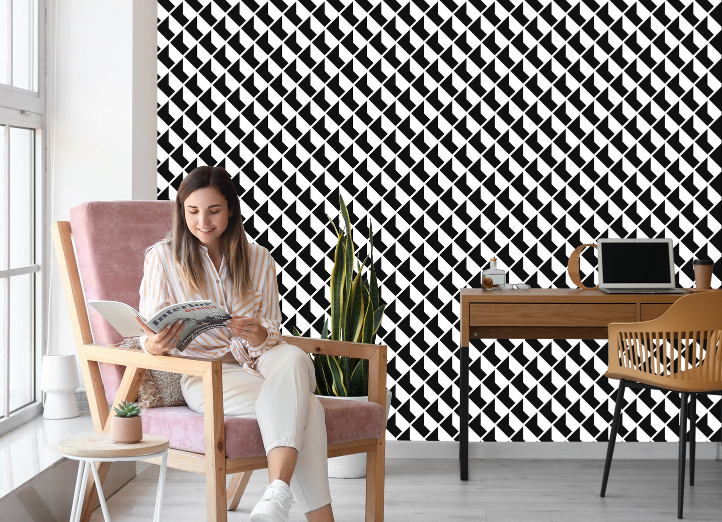 Wallpaper Black And White Geometric Patterns