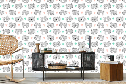 Wallpaper Bears, Hearts, Stars
