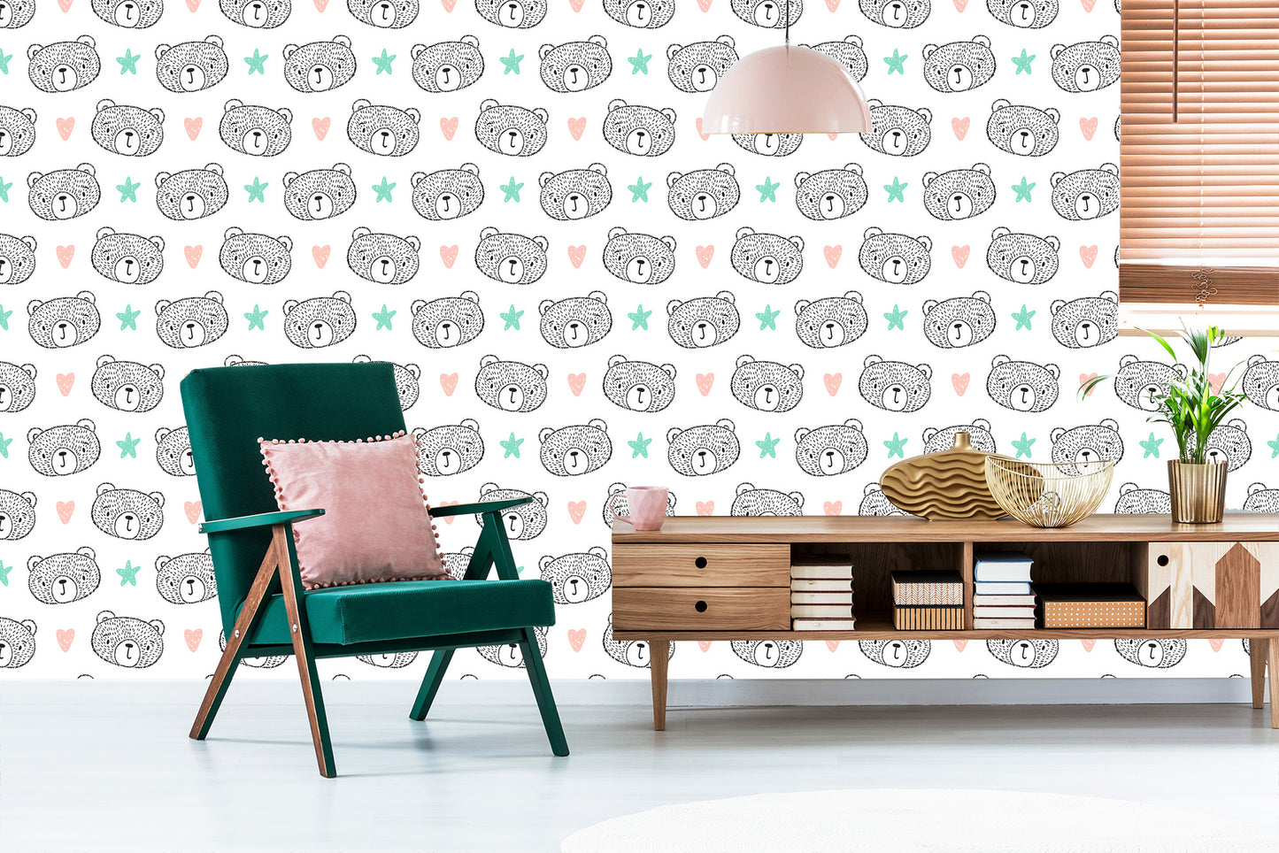 Wallpaper Bears, Hearts, Stars