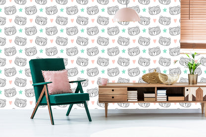 Wallpaper Bears, Hearts, Stars