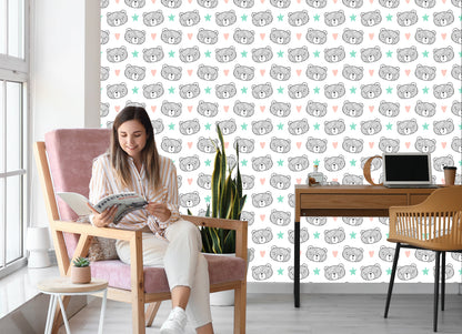 Wallpaper Bears, Hearts, Stars