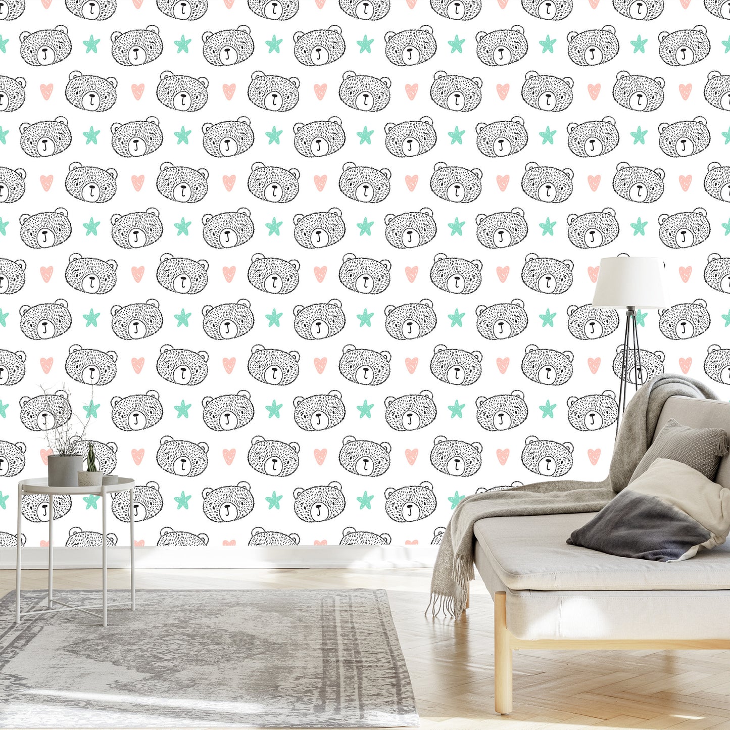 Wallpaper Bears, Hearts, Stars