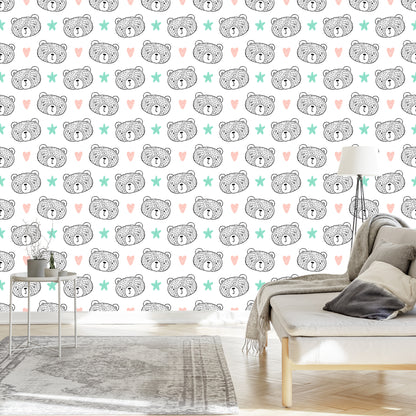 Wallpaper Bears, Hearts, Stars