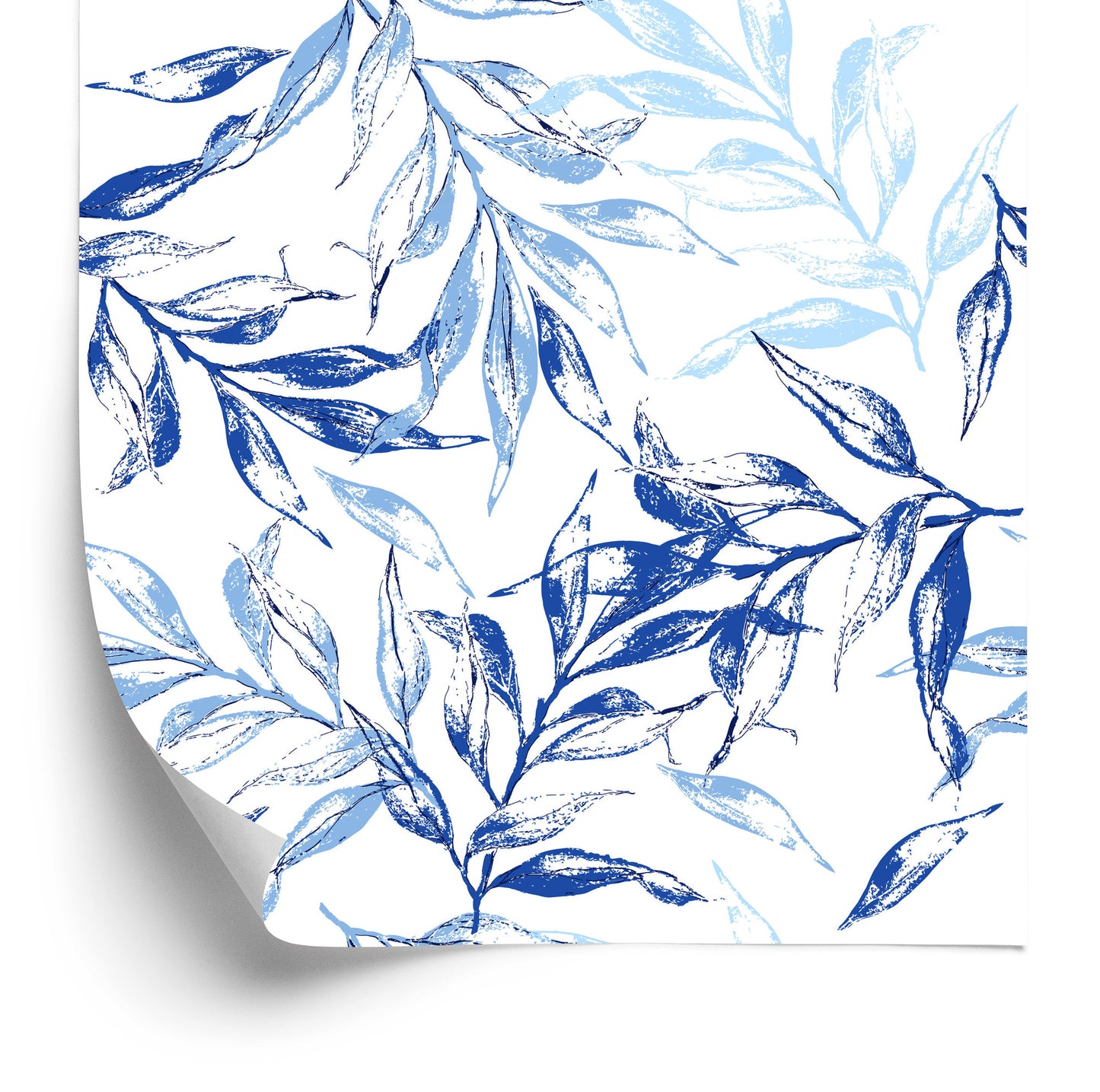Wallpaper For The Living Room, Delicate Blue Leaves Decor