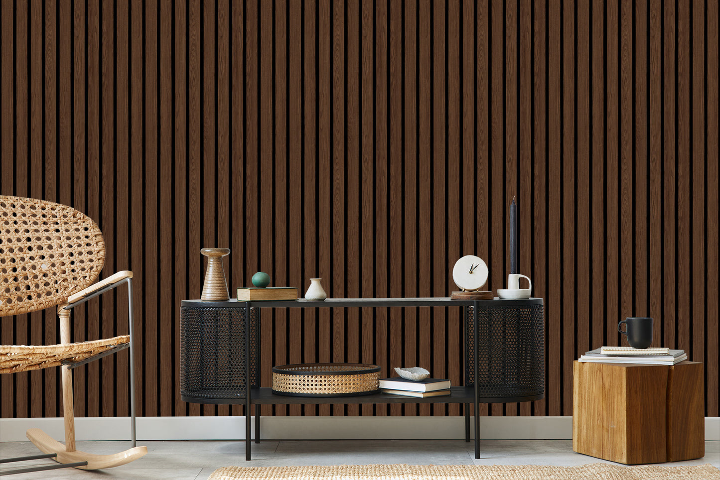 Wallpaper Lamella Imitating Walnut Wood