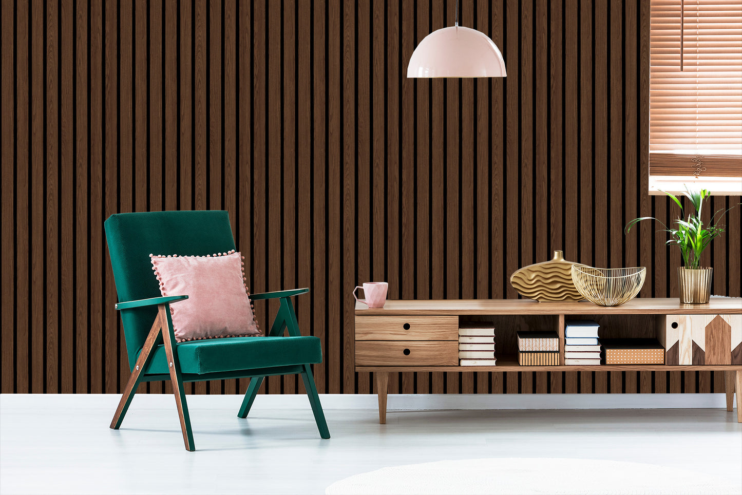 Wallpaper Lamella Imitating Walnut Wood