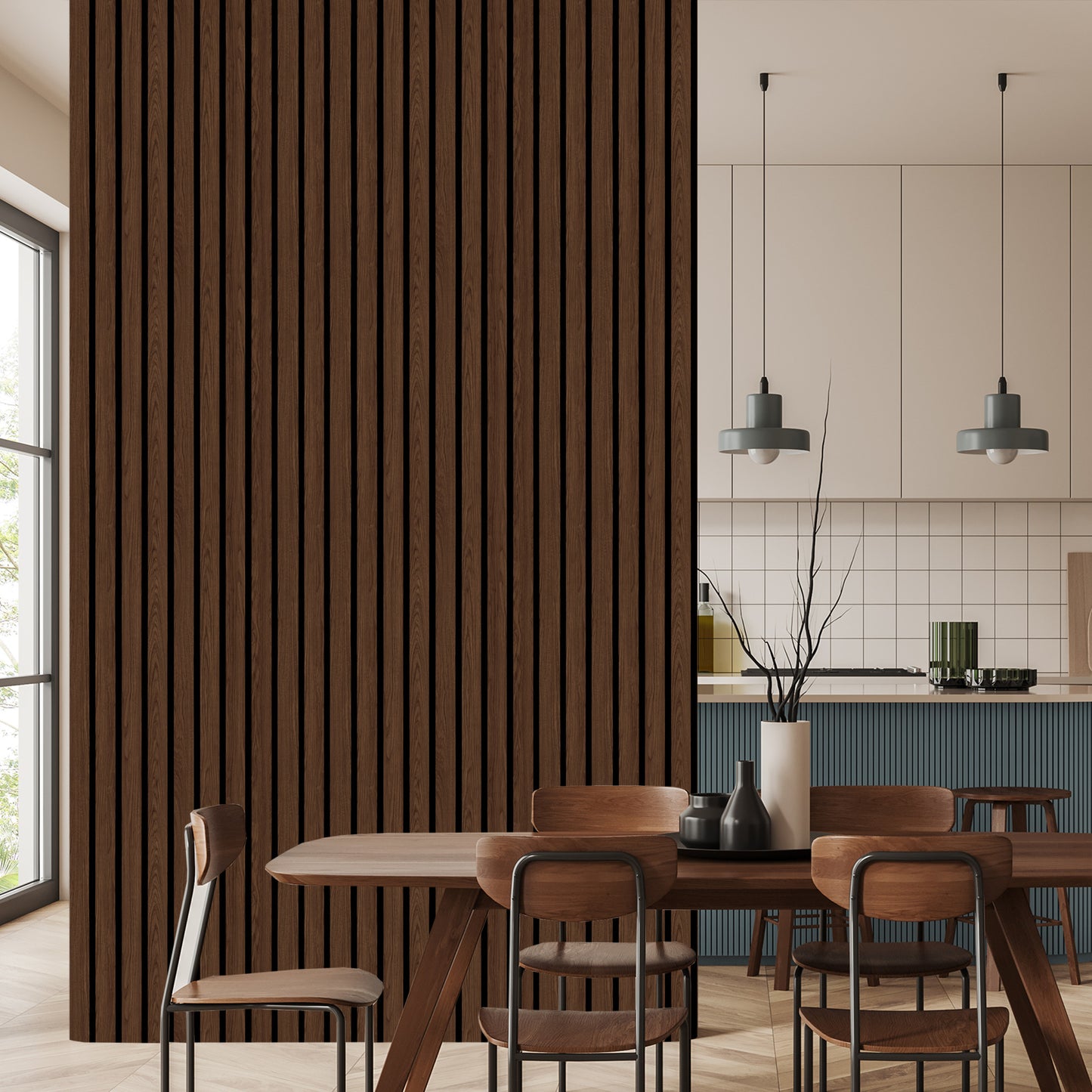 Wallpaper Lamella Imitating Walnut Wood