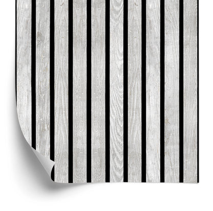 Wallpaper Lamellas Imitating White Wood