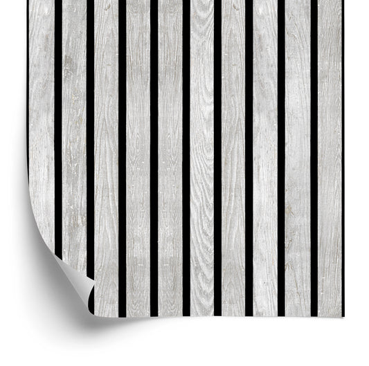 Wallpaper Lamellas Imitating White Wood
