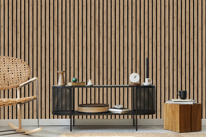 Wallpaper Natural Oak Wood Imitation Laths