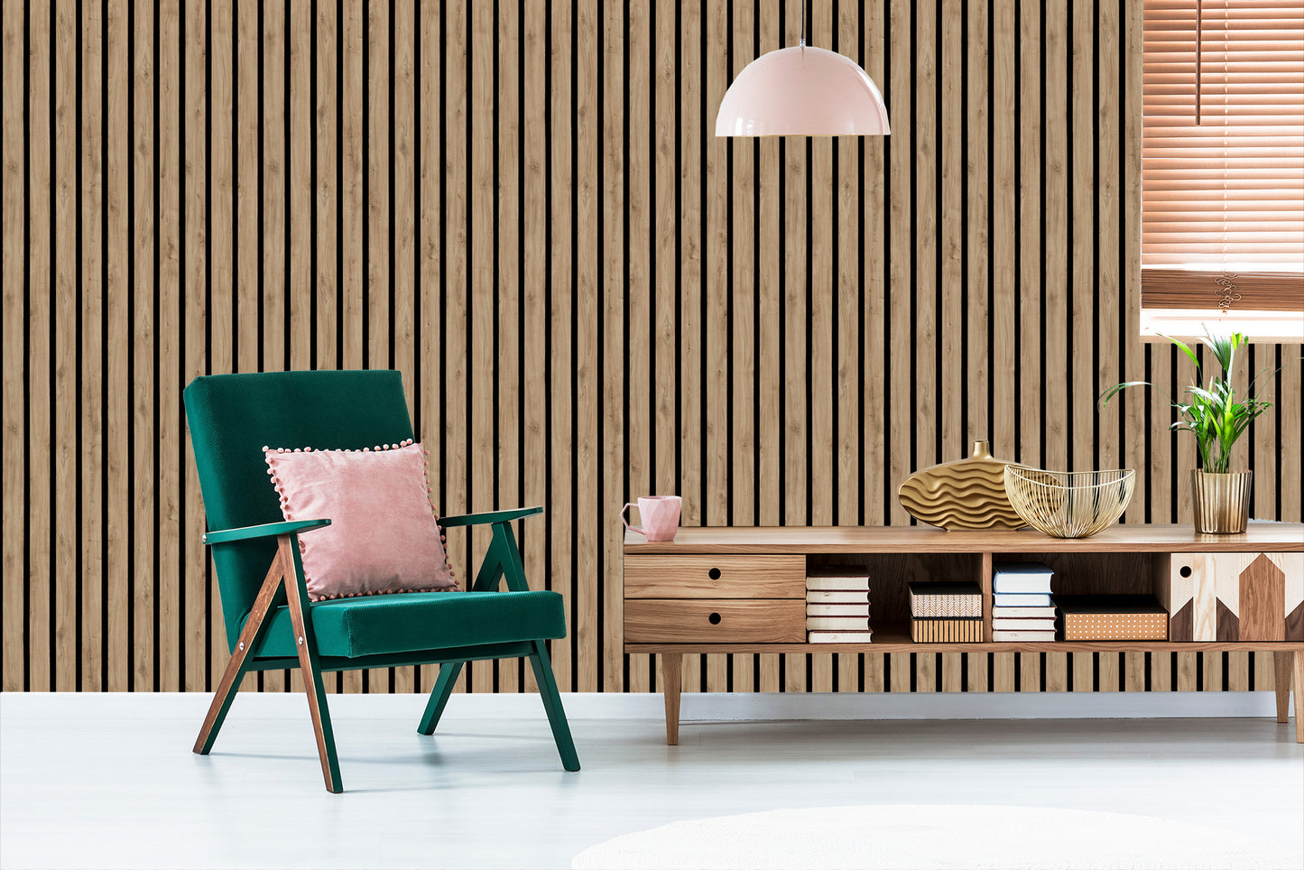 Wallpaper Natural Oak Wood Imitation Laths