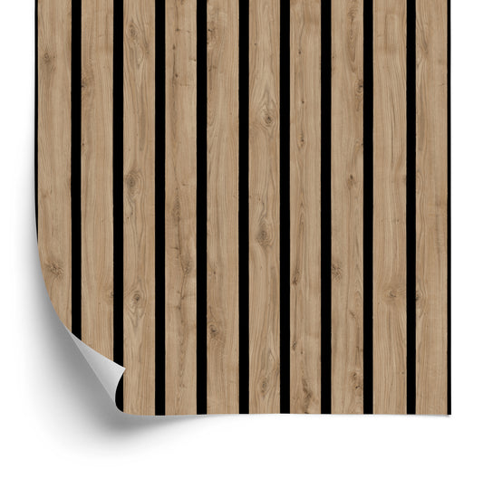 Wallpaper Natural Oak Wood Imitation Laths