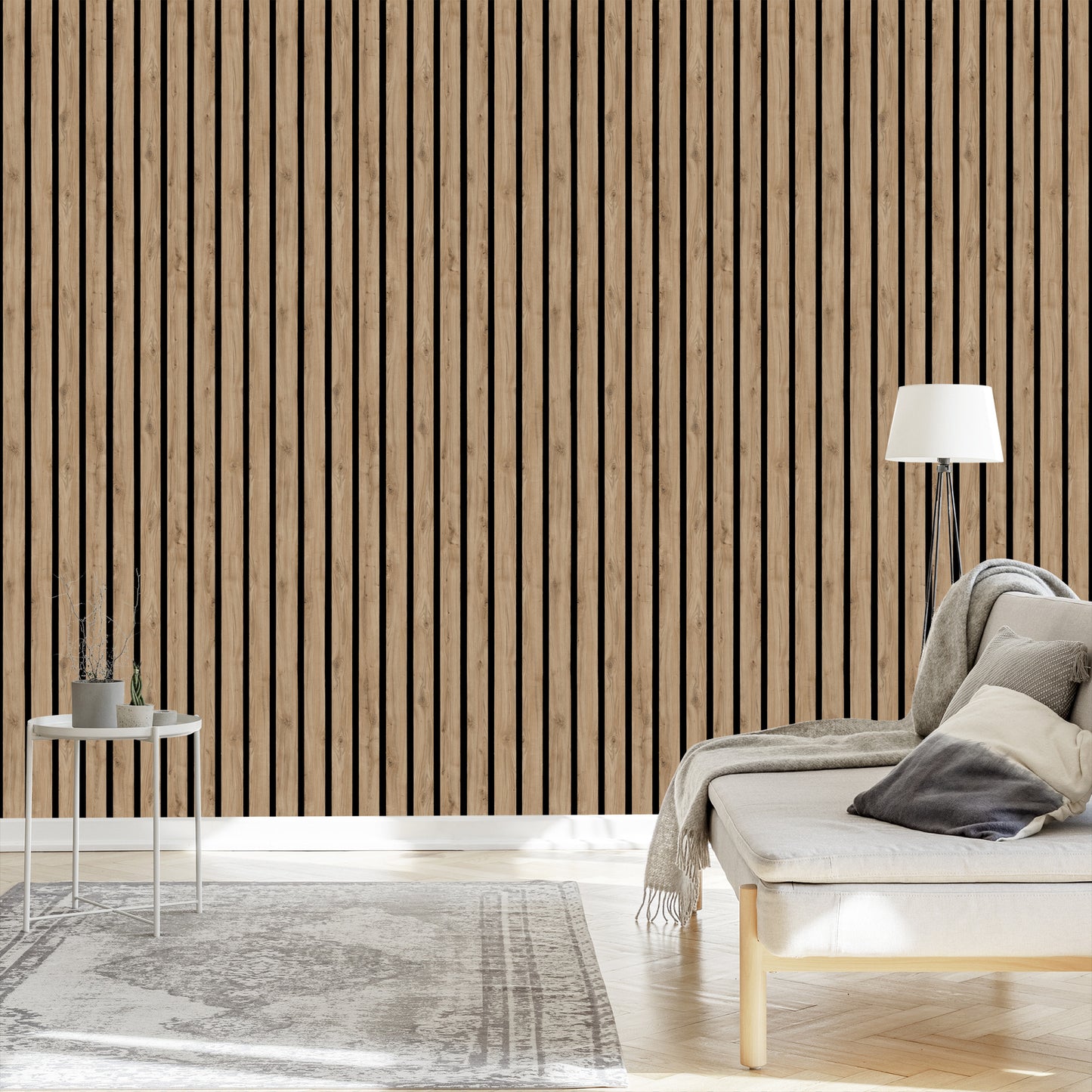 Wallpaper Natural Oak Wood Imitation Laths