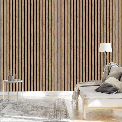 Wallpaper Natural Oak Wood Imitation Laths