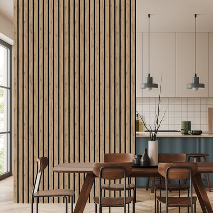 Wallpaper Natural Oak Wood Imitation Laths