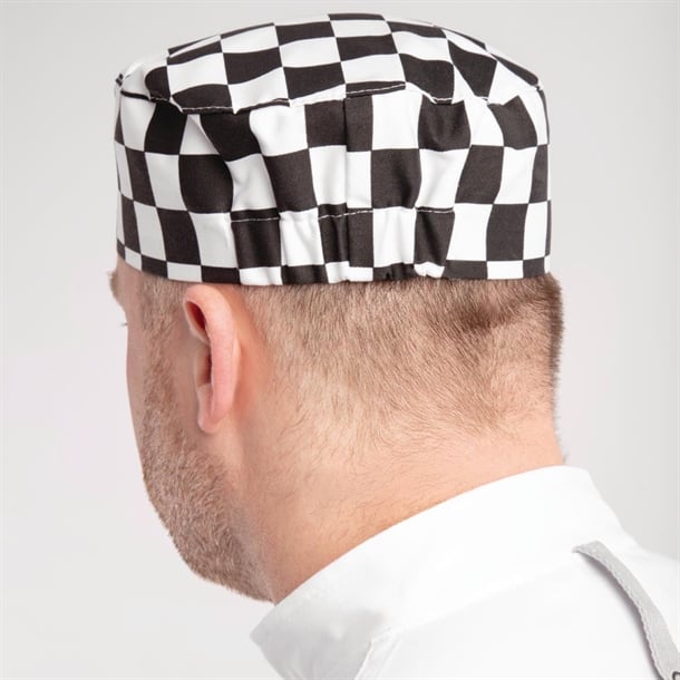 Whites Chefs Skull Cap Big Black & White Check a161