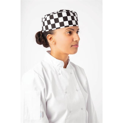 Whites Chefs Skull Cap Big Black & White Check a161