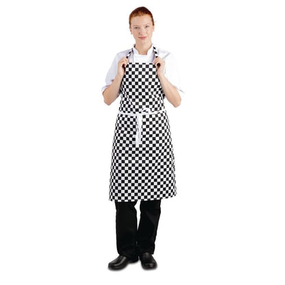 Whites Bib Apron Black/White Check a275