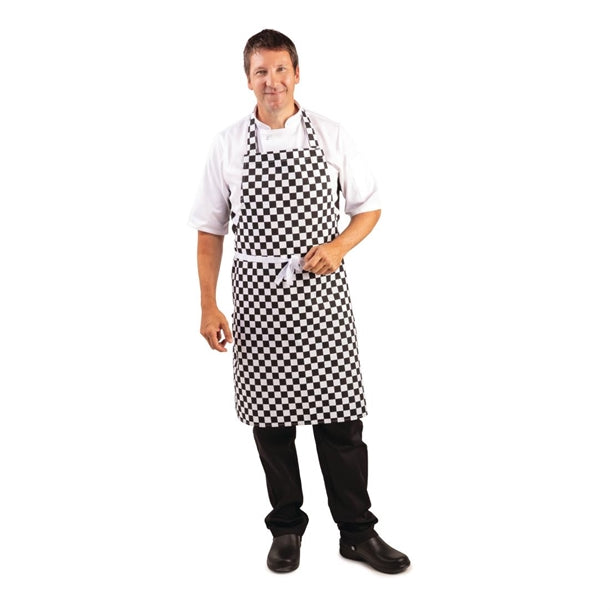 Whites Bib Apron Black/White Check a275
