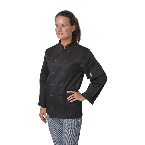 Whites Vegas Unisex Chef Jacket Long Sleeve Black p_a438