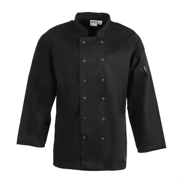 Whites Vegas Unisex Chef Jacket Long Sleeve Black p_a438