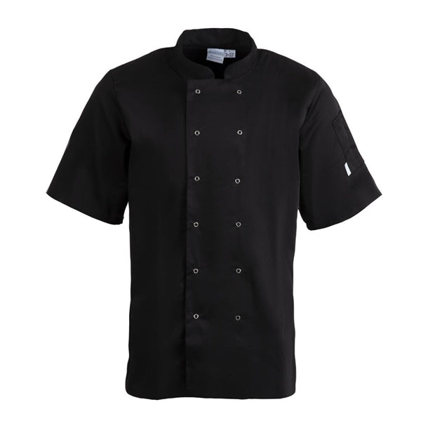 Whites Vegas Unisex Chef Jacket Short Sleeve Black p_a439