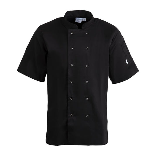 Whites Vegas Unisex Chef Jacket Short Sleeve Black p_a439