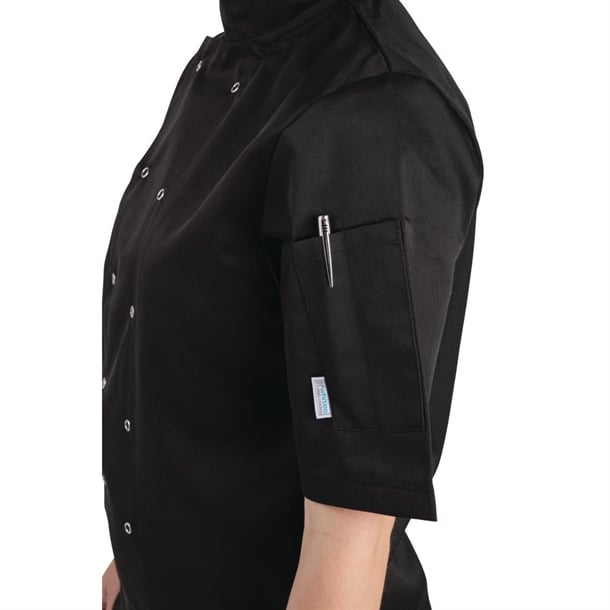 Whites Vegas Unisex Chef Jacket Short Sleeve Black p_a439
