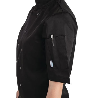Whites Vegas Unisex Chef Jacket Short Sleeve Black p_a439