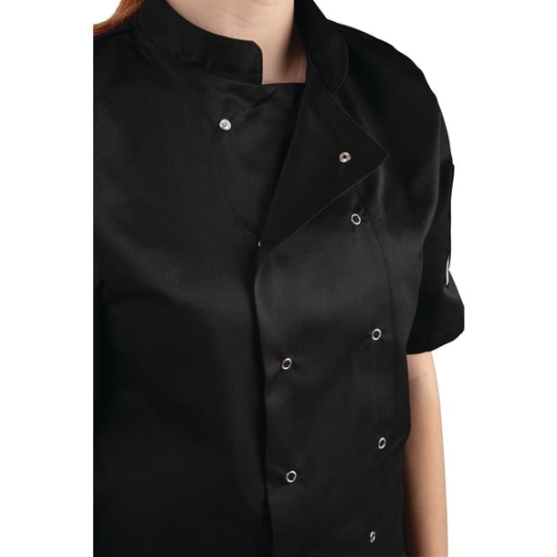 Whites Vegas Unisex Chef Jacket Short Sleeve Black p_a439