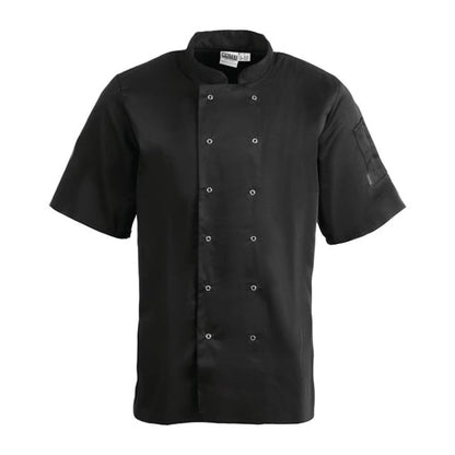 Whites Vegas Unisex Chef Jackets Short Sleeve Black (5 Pack) p_sa850