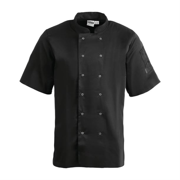 Whites Vegas Unisex Chef Jackets Short Sleeve Black (5 Pack) p_sa850