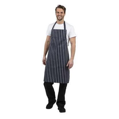 Whites Butchers Stripe Bib Apron Blue/White a530