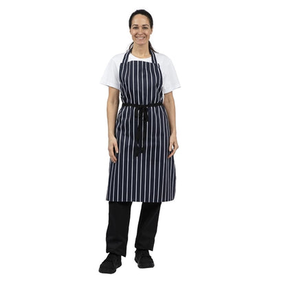 Whites Butchers Stripe Bib Apron Blue/White a530