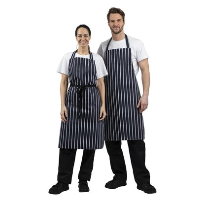 Whites Butchers Stripe Bib Apron Blue/White a530