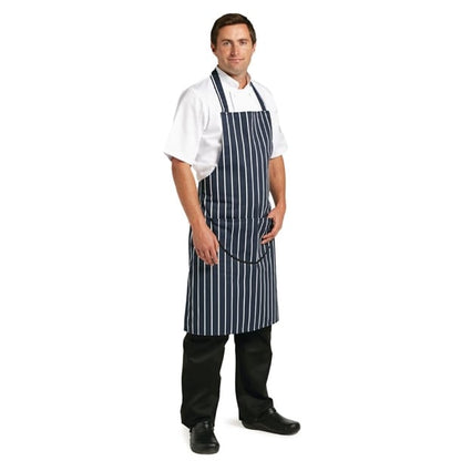 Whites Butchers Stripe Pocket Bib Apron Blue/White a535