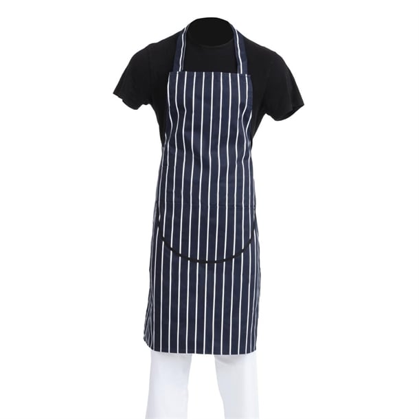 Whites Butchers Stripe Pocket Bib Apron Blue/White a535