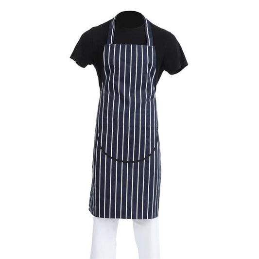 Whites Butchers Stripe Pocket Bib Apron Blue/White a535