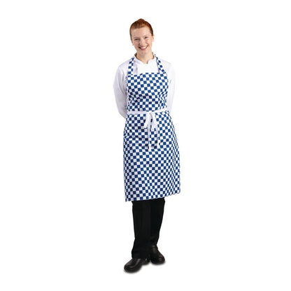 Whites Bib Apron Blue/White Check a554